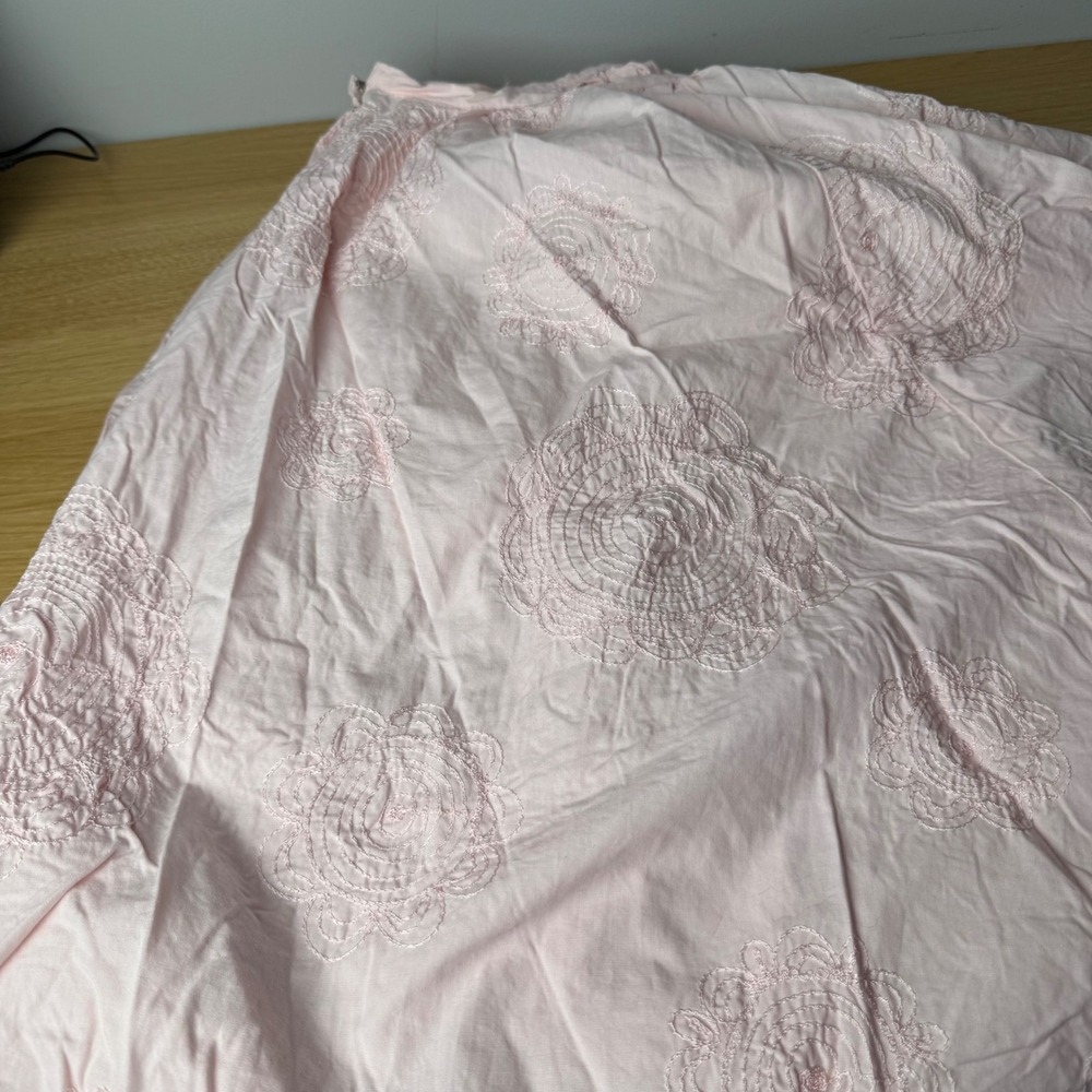 Holt Renfrew Pink Embroidered Cotton Skirt Womens Size 10 A-Line Midi Balletcore - Picture 3 of 9